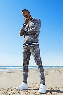 Boohoo Check Smart Bomber Tracksuit