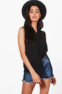 Boohoo Hattie Dip Hem Sleeveless Shirt