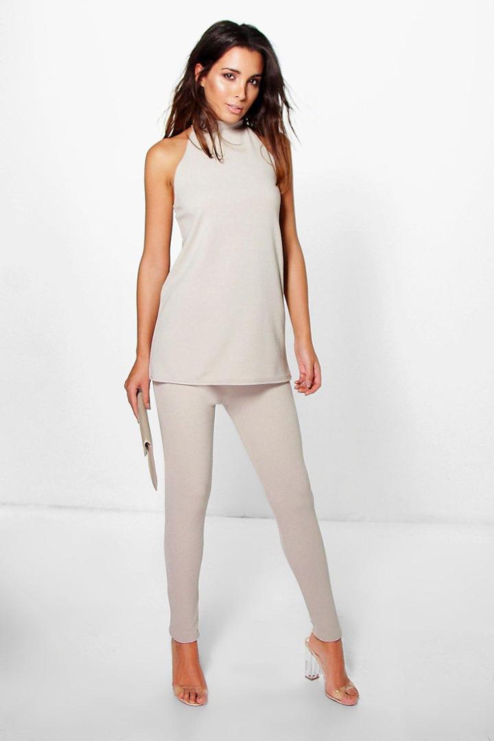 Boohoo Lauren Stretch Skinny Trouser Stone