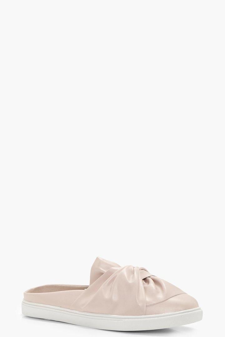 Boohoo Rose Knot Front Mule Skater Blush