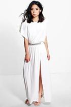 Boohoo Petite Suzanne Trim Detail Drape Maxi Dress