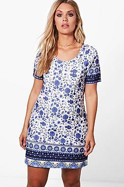 Boohoo Plus Orla Floral Printed Shift Dress