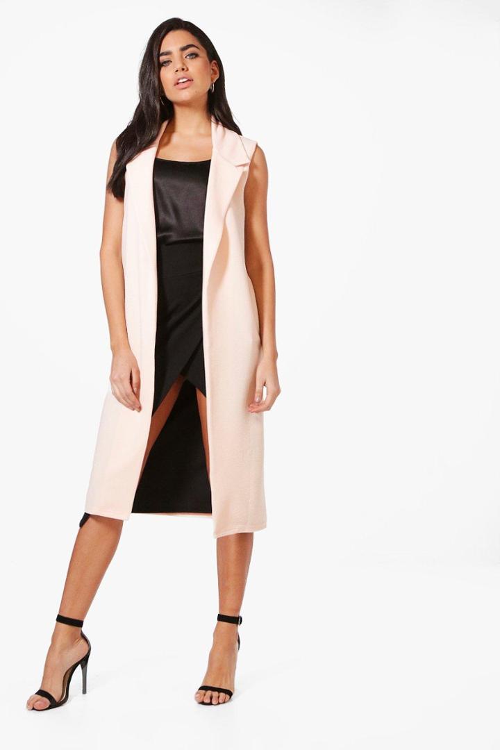 Boohoo Mia Sleeveless Duster Nude