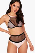 Boohoo Mesh Overlay High Waisted Bikini