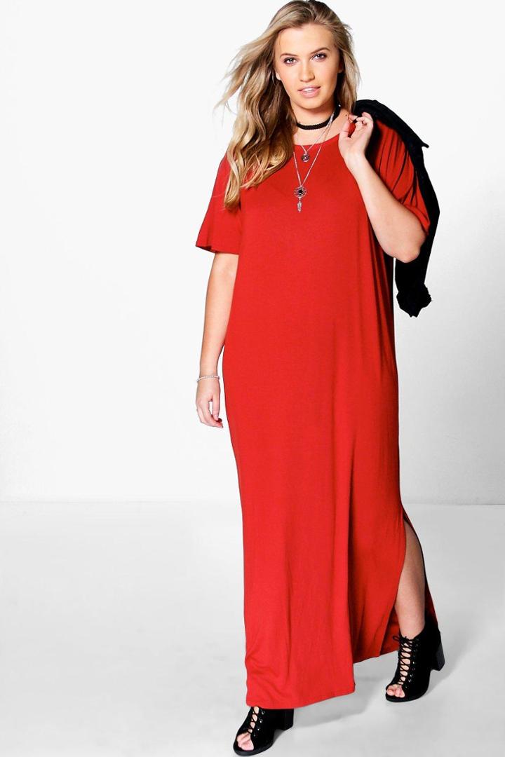 Boohoo Plus Elisa T-shirt Maxi Dress Rust