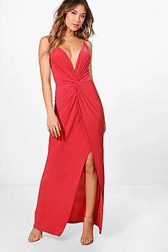 Boohoo Stappy Knot Detail Maxi Dress