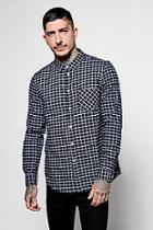 Boohoo Navy Long Sleeve Window Pane Check Shirt