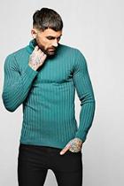 Boohoo Muscle Fit Ribbed Long Sleeve Roll Neck Sweater