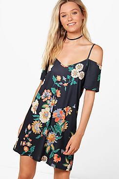 Boohoo Jess Cold Shoulder Shift Dress