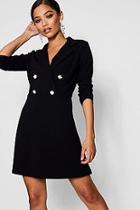 Boohoo Blazer Dress With Military Buttons