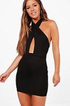 Boohoo Petite Lucie Wrap Front Keyhole Bodycon Dress