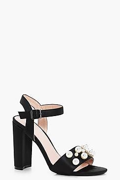 Boohoo Scarlet Pearl Detail Embellished 2 Part Heel