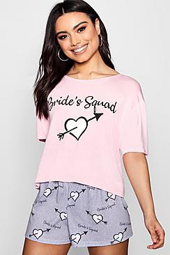 Boohoo Sasha Brides Squad Heart Short Set