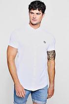 Boohoo Short Sleeve Cotton Pique Logo Muscle Fit Shirt