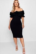 Boohoo Plus Milly Double Ruffle Midi Dress