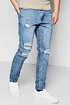 Boohoo Tapered Fit Ripped Knee Denim Jeans