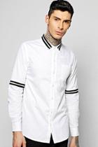 Boohoo Slim Fit Gros Grain Striped Shirt White