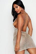 Boohoo Chain Strap Metallic Knit Mini Dress