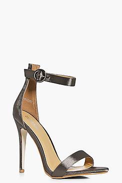 Boohoo Lois Satin Two Part Round Buckle Sandal