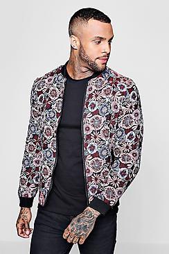 Boohoo Floral Woven Jacquard Bomber