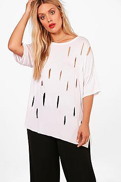 Boohoo Plus Kylie Slash Front Oversized Tee