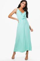 Boohoo Ruby Ruffle Wrap Front Maxi Dress Mint