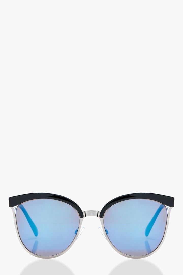 Boohoo Louise Retro Mixed Frame Sunglasses Black