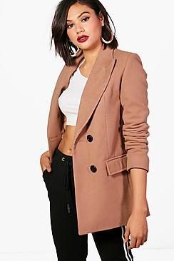 Boohoo Double Breasted Short Wool Look Coat
