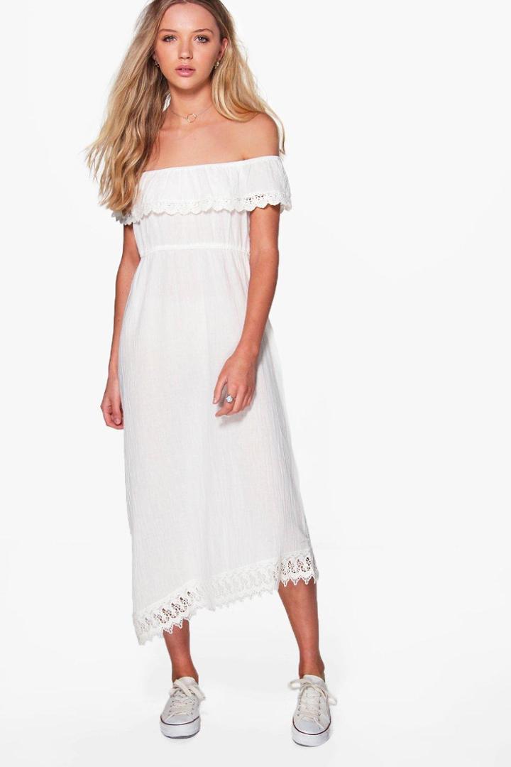 Boohoo Freyja Summer Dress Ecru