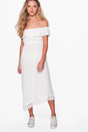 Boohoo Freyja Summer Dress Ecru