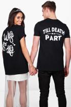 Boohoo Tabitha Wife For Life 2 Pack T-shirt Black