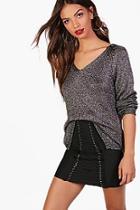 Boohoo Hannah Metallic Twisted Knitted Jumper