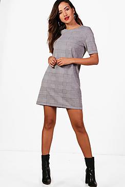 Boohoo Honor Check Shift Dress