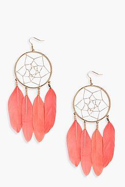 Boohoo Nina Dreamcatcher Feather Earrings