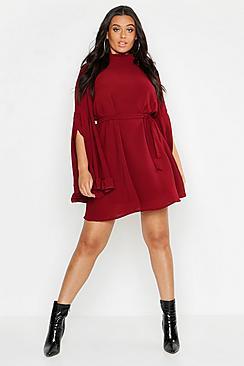 Boohoo Plus Boho High Neck Wide Sleeve Shift Dress