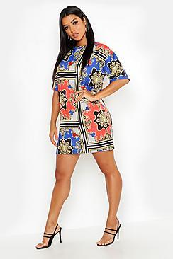 Boohoo Chain Print Oversized T-shirt Dress