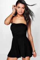 Boohoo Molly Ruched Bandeau Playsuit Black