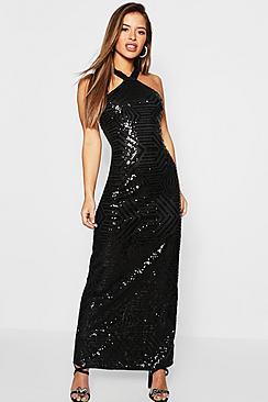 Boohoo Petite Sequin Bodycon Maxi Dress