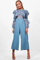 Boohoo Amy All Over Lace Ruffle Culotte Jumpsuit