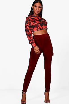 Boohoo Saskia Athleisure Sports Stripe Velour Skinny Jogger