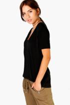 Boohoo Lucy Extreme Scoop Oversized Slub T-shirt Black