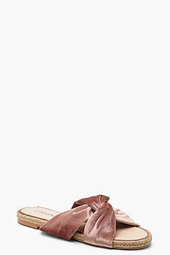Boohoo Velvet Knot Espadrille Sliders