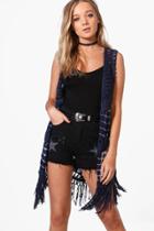 Boohoo Eleanor Tie Dye Crochet Festival Cardigan Blue