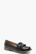 Boohoo Lacey Bow And Fringe Loafers