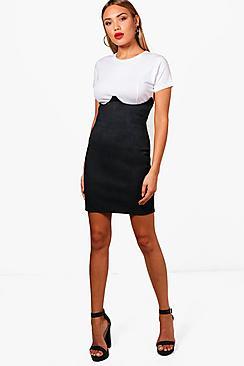 Boohoo Lisanda Suedette Corset Bodycon Dress