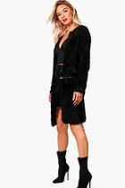 Boohoo Joanna Fluffy Zip Hem Cardigan