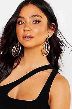 Boohoo Triple Circle Drop Earrings