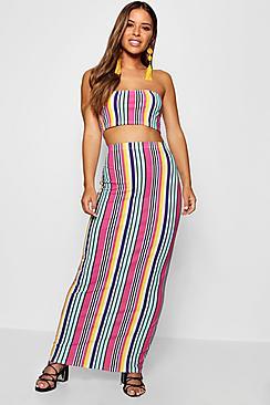 Boohoo Petite Bold Stripe Jersey Maxi Skirt