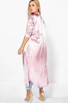 Boohoo Plus Emilie Embroidered Satin Duster Rose