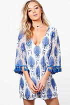 Boohoo Boutique Jen Wide Fringe Sleeve Shift Dress
